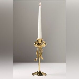 Anthropologie Gold Bow Metal Candleholder